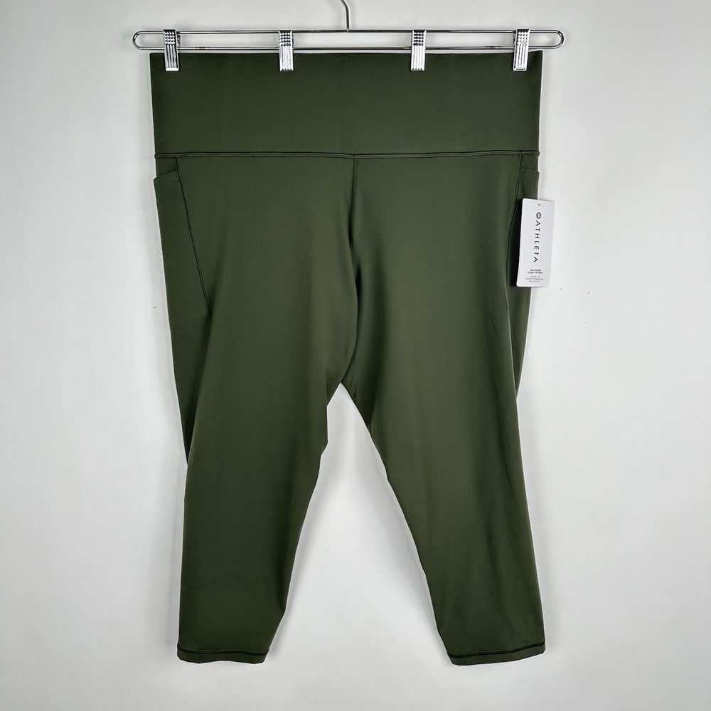 NWT Athleta Salutation Stash High Rise 7/8 Tight 3X 24W 26W Aspen Olive Pockets - Picture 4 of 12